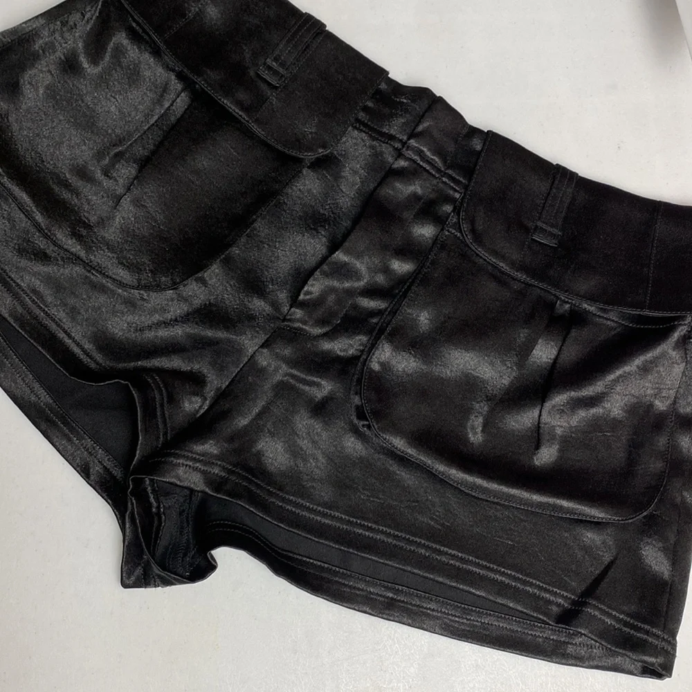 Free People Give A Little Shorts Black Satin, Size XL new - Picture 8 of 15